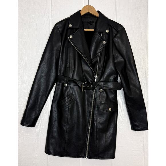 NBD REVOLVE 'Allegra' Black Faux Leather Long Sleeve Mini Dress US LARGE - Picture 5 of 10